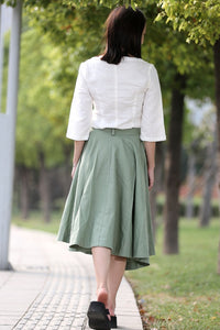 Long Linen Skirt in green C288