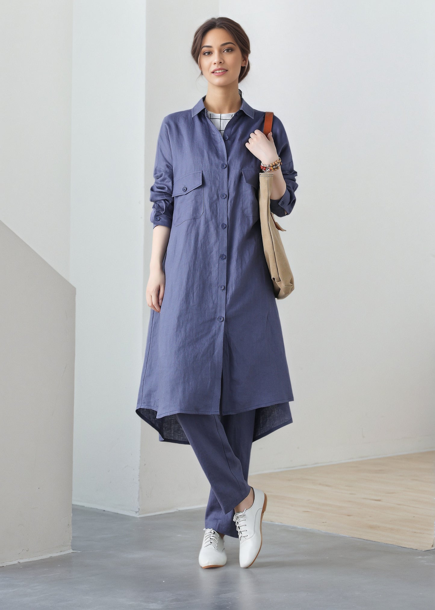 Long sleeves shirt dress C5327
