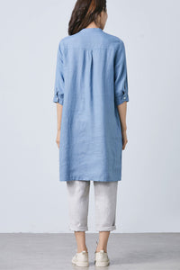 Blue Simple Linen dress C1670