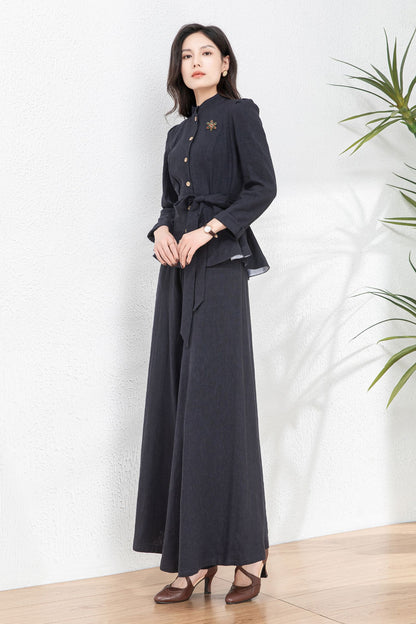 Versatile Cotton-Linen Jacket in Elegant Navy for Effortless Spring Style c4762