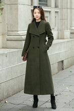 Load image into Gallery viewer, Military green a line wool coat C4504
