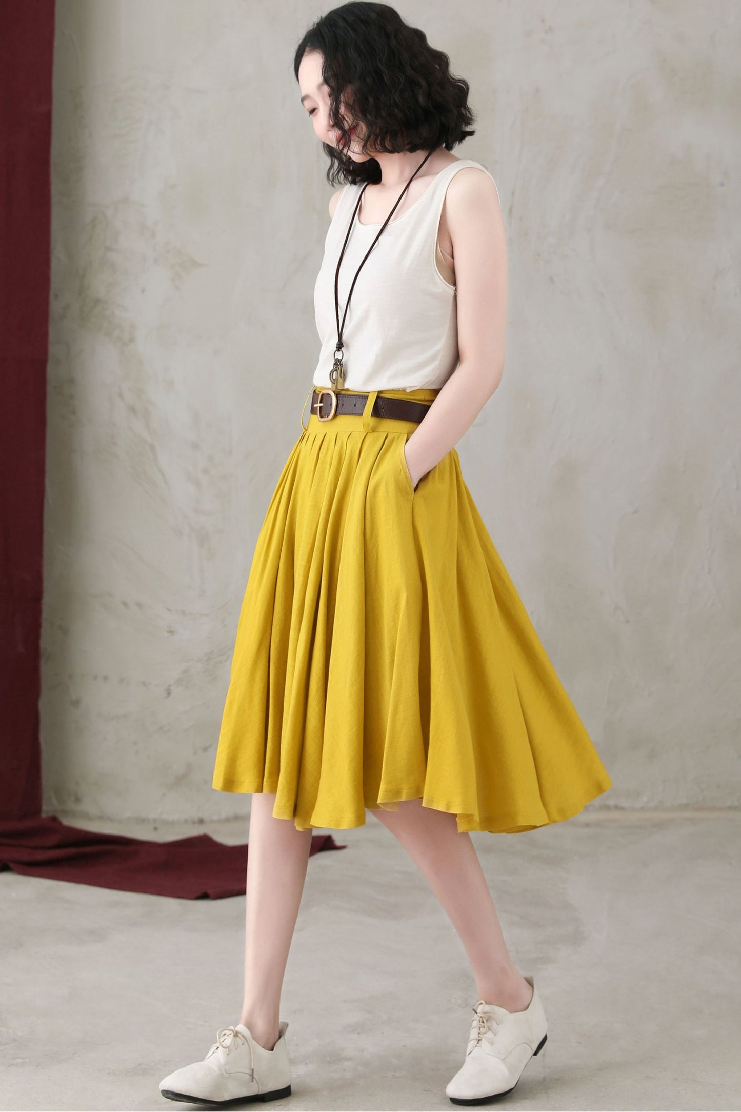 Women Swing Linen Skirt C2735