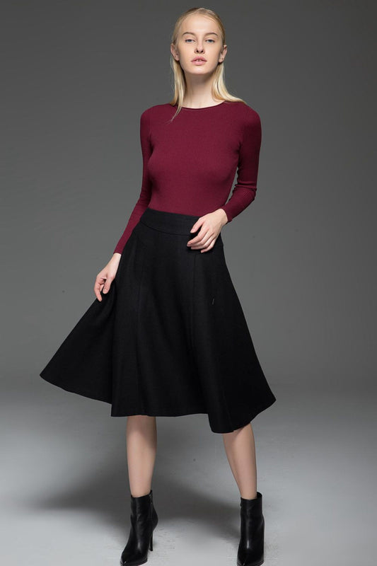 Black Skater womens winter wool skirt C768