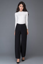 Load image into Gallery viewer, Black loose winter long wool trousers C1016
