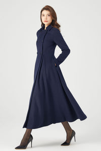 Navy Blue Double Breasted Coat C3684