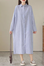 Load image into Gallery viewer, Loose fitting striple long shirt dress C4427
