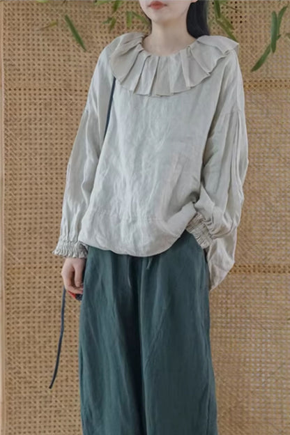 Spring casual linen blouse for women C5434