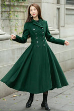 Load image into Gallery viewer, Warm green long trench wool coat C4501
