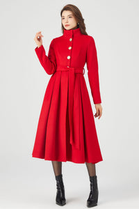 Winter  Princess Red Wool Coat C3677