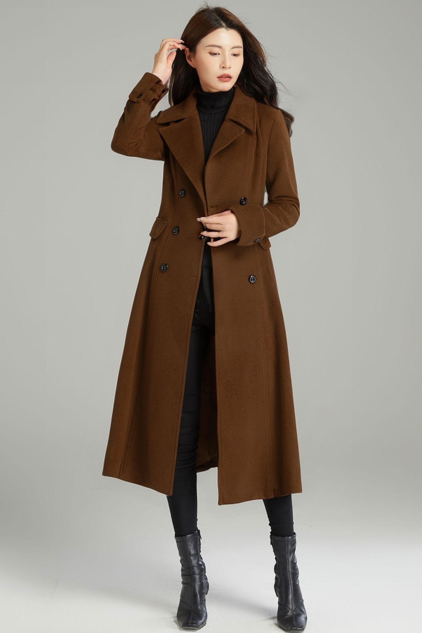 Autumn Winter Red Wool Coat C2996
