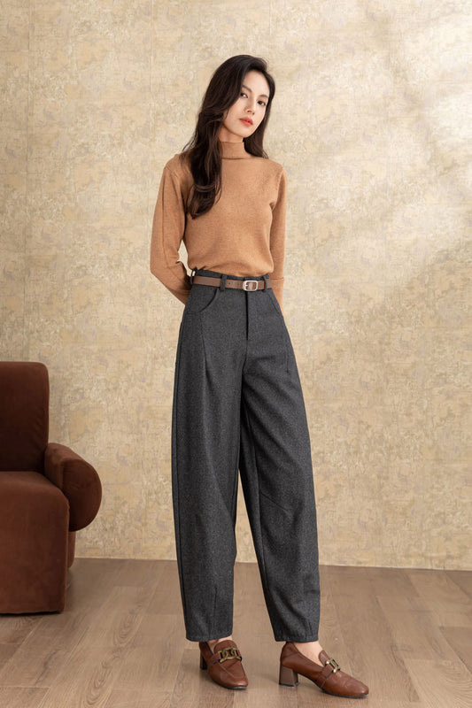 Womens harem long wool pants C4465