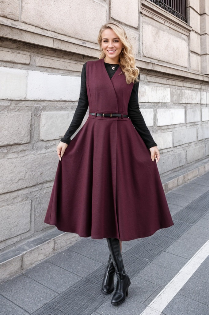 Midi Wool Pinafore Dress C4444