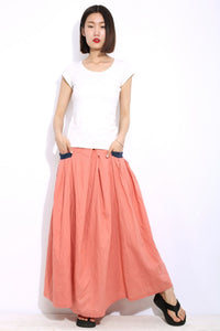 Maxi long linen skirt C337