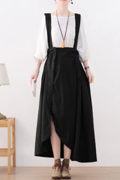 High waist irregular linen skirt women C5426