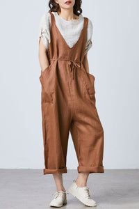 Loose Linen jumpsuit, womens linen overall C1695