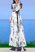 Load image into Gallery viewer, White women chiffon printing  dress C3979
