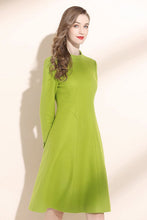 Load image into Gallery viewer, Fit and flare green winter wool dress women C3417
