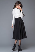 Load image into Gallery viewer, A line black winter womens wool skirt C1008
