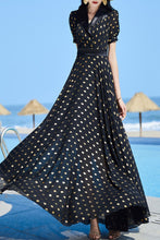 Load image into Gallery viewer, Black chiffon summer dress C4096
