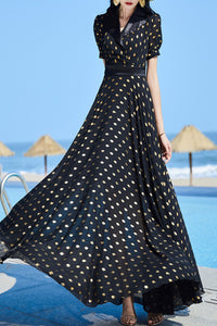 Black chiffon summer dress C4096