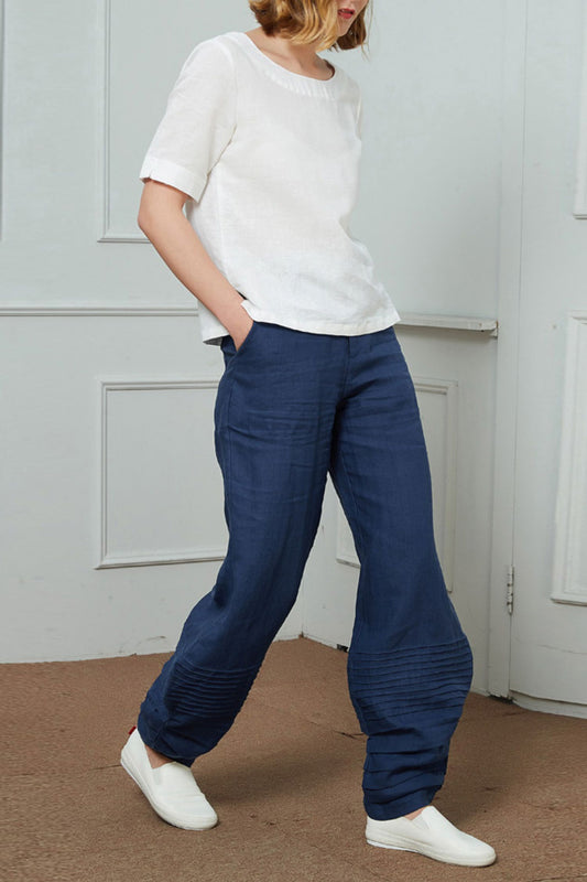 Blue Linen Casual pants C1454