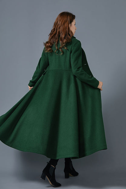 Handmade winter wool maxi coat C4414