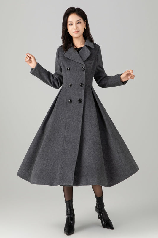 Double Breasted Maxi Wool Coat C5268