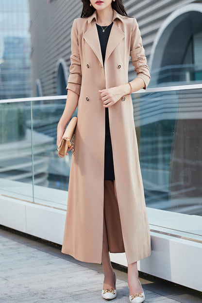 Khaki women spring and autumn trench coat C4195