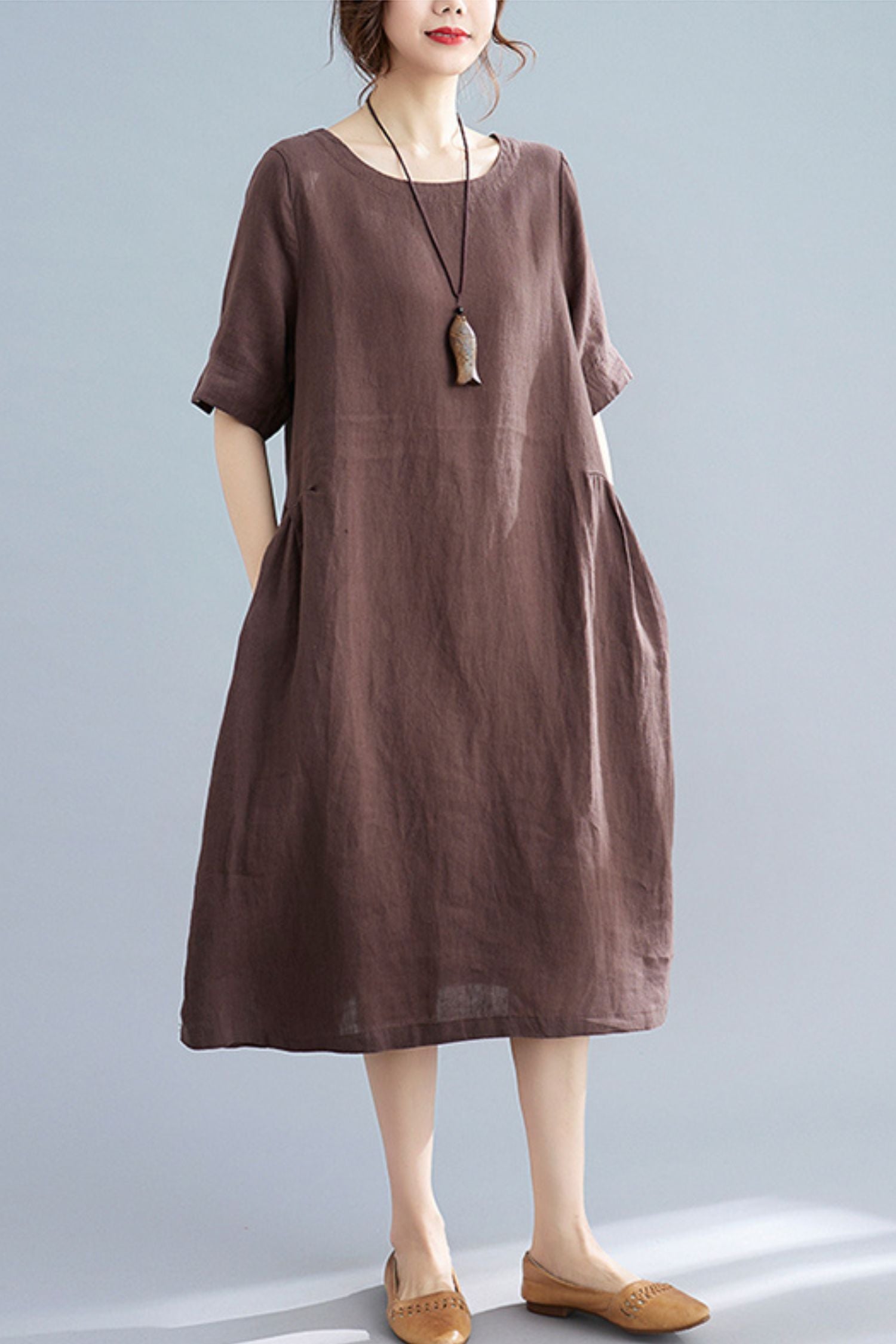 Vintage cotton linen dress TT0015  YLISTYLE