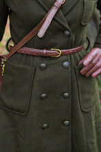 Load image into Gallery viewer, Army Green Wool Military Coat Women C3766
