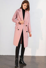 Load image into Gallery viewer, Double breasted pink winter wool coat C1746
