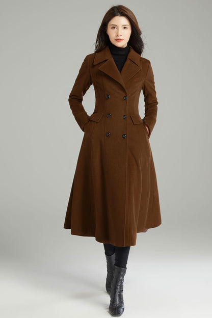 Autumn Winter Red Wool Coat C2996
