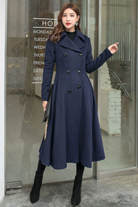 Navy Blue Long Wool Princess Coat  C2578