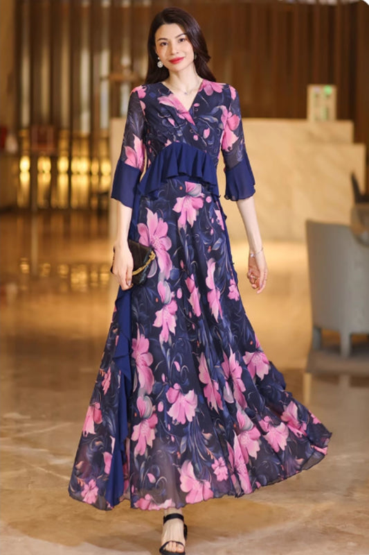 Long prom summer chiffon dress women C4930