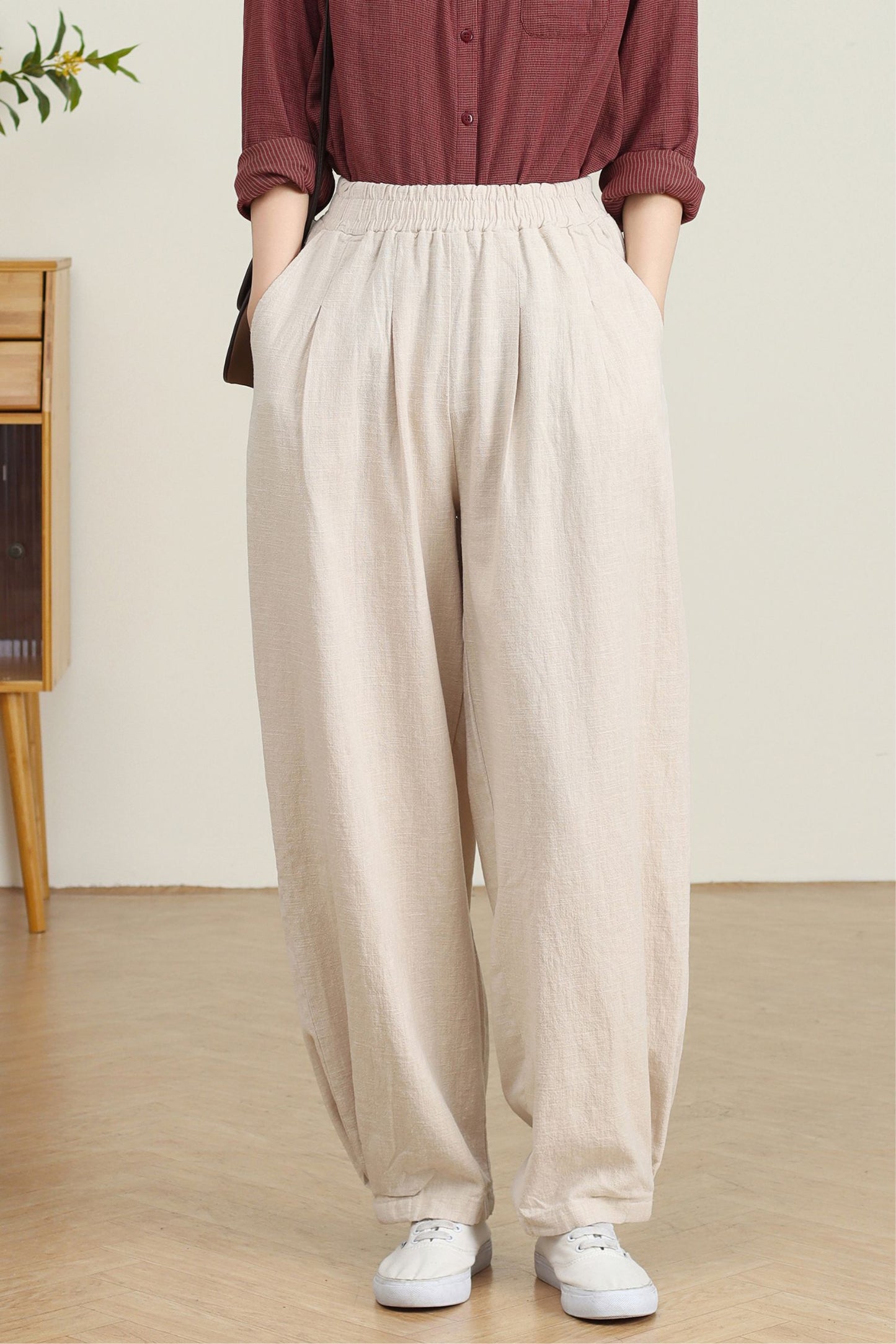 Spring Casual Linen Pants for Women C4726