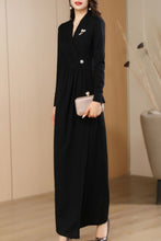 Load image into Gallery viewer, Black women&#39;s spring and autumn v neck long dress C4191
