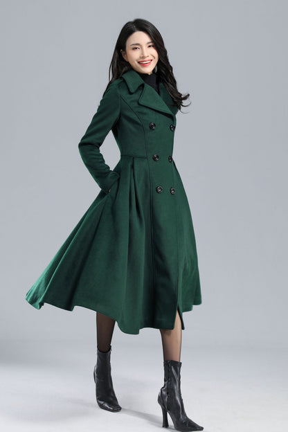 Vintage Inspired Long Princess Coat in Green C2469