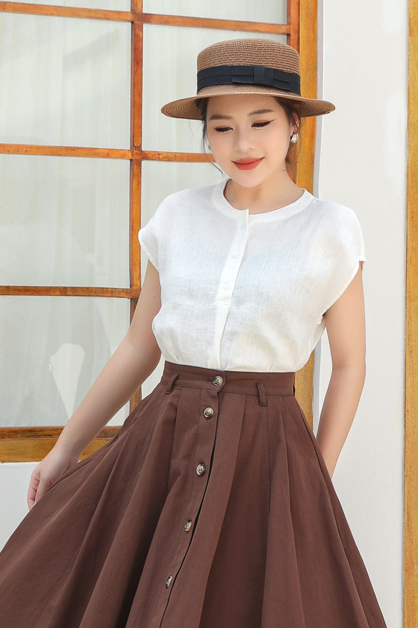 Summer Womens Casual linen Blouse C4843
