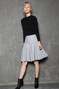 Pleated gray winter womens swing skirt C4379