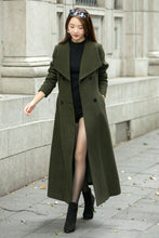 Load image into Gallery viewer, Military green a line wool coat C4504
