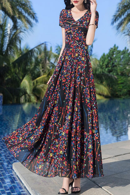 Chiffon flowy long dress C4048