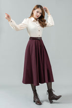 Load image into Gallery viewer, Womens burgundy winter wool skirt C4448
