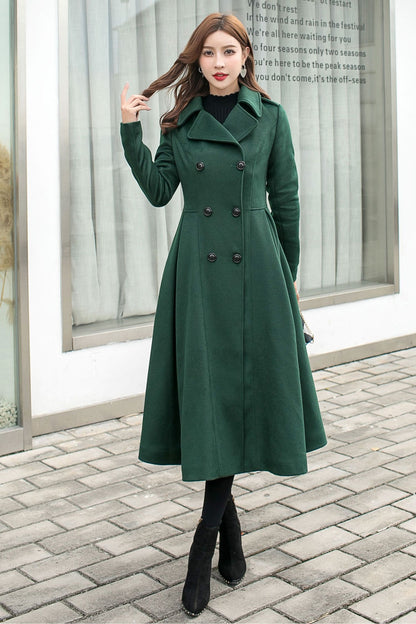 Vintage Inspired Green Wool Coat C2579