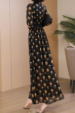 Load image into Gallery viewer, black printed long dress C4091
