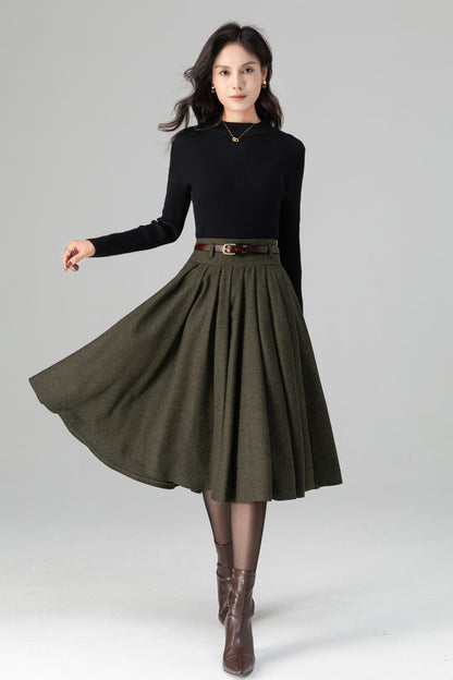 Vintage Inspired Circle Skater Wool Skirt C5199