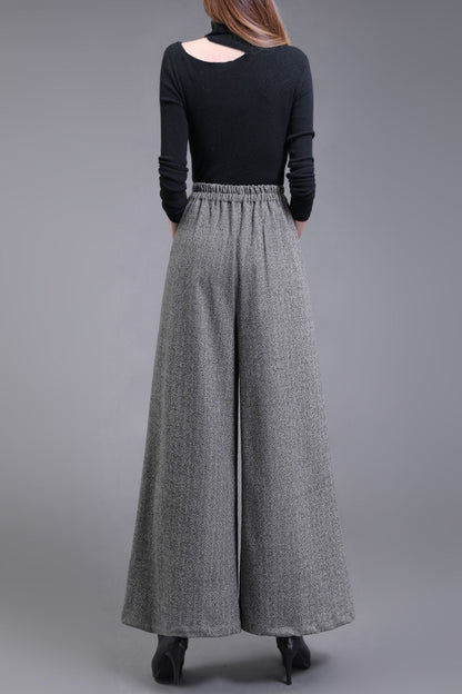 Long wide leg winter wool pants c5085
