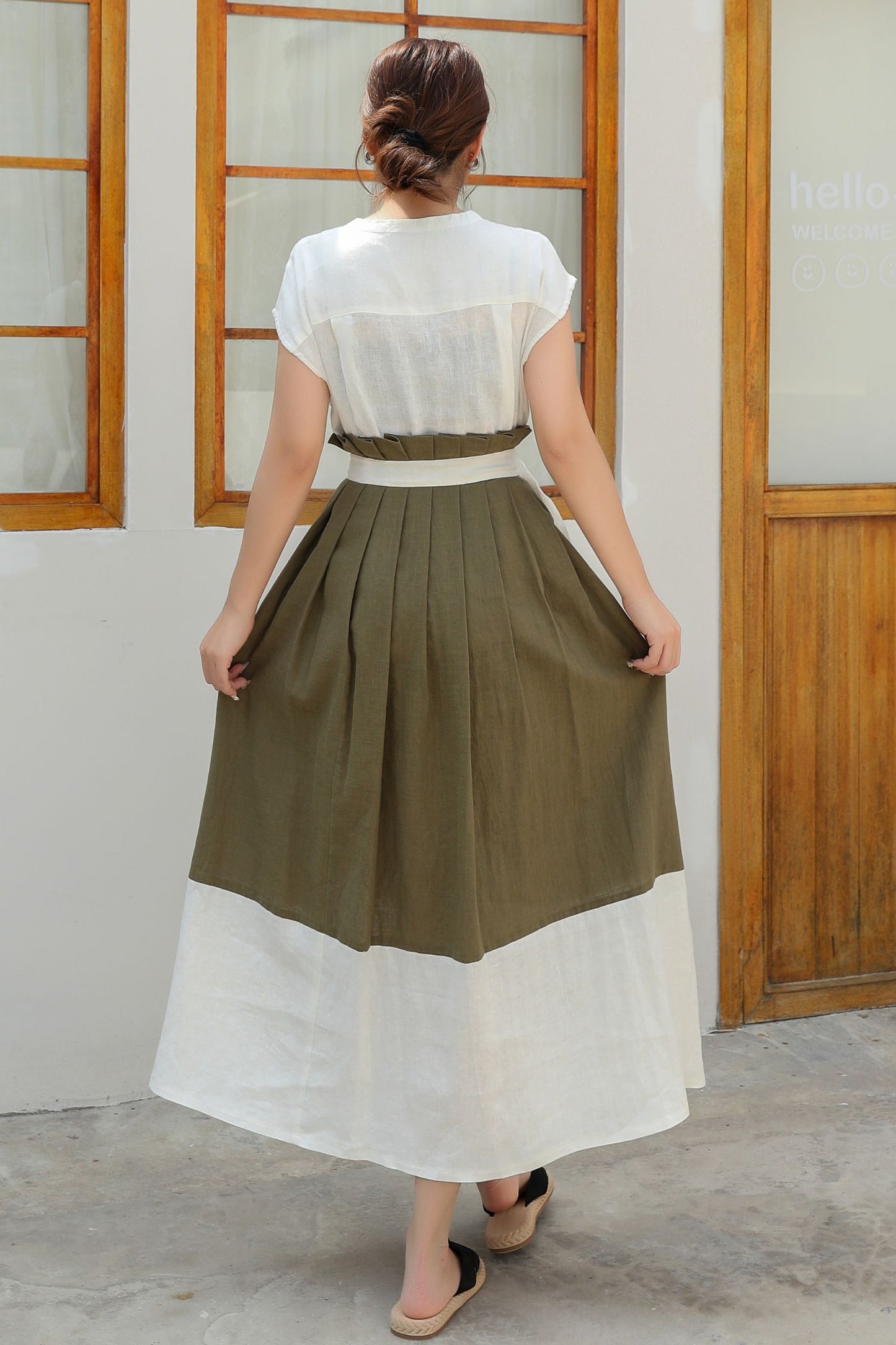 Womens Wrap Linen Maxi Skirt c4835