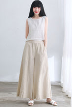 Load image into Gallery viewer, Beige Linen palazzo pants for Women C2660
