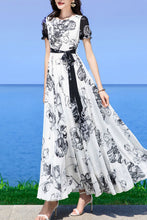 Load image into Gallery viewer, White women chiffon printing  dress C3979
