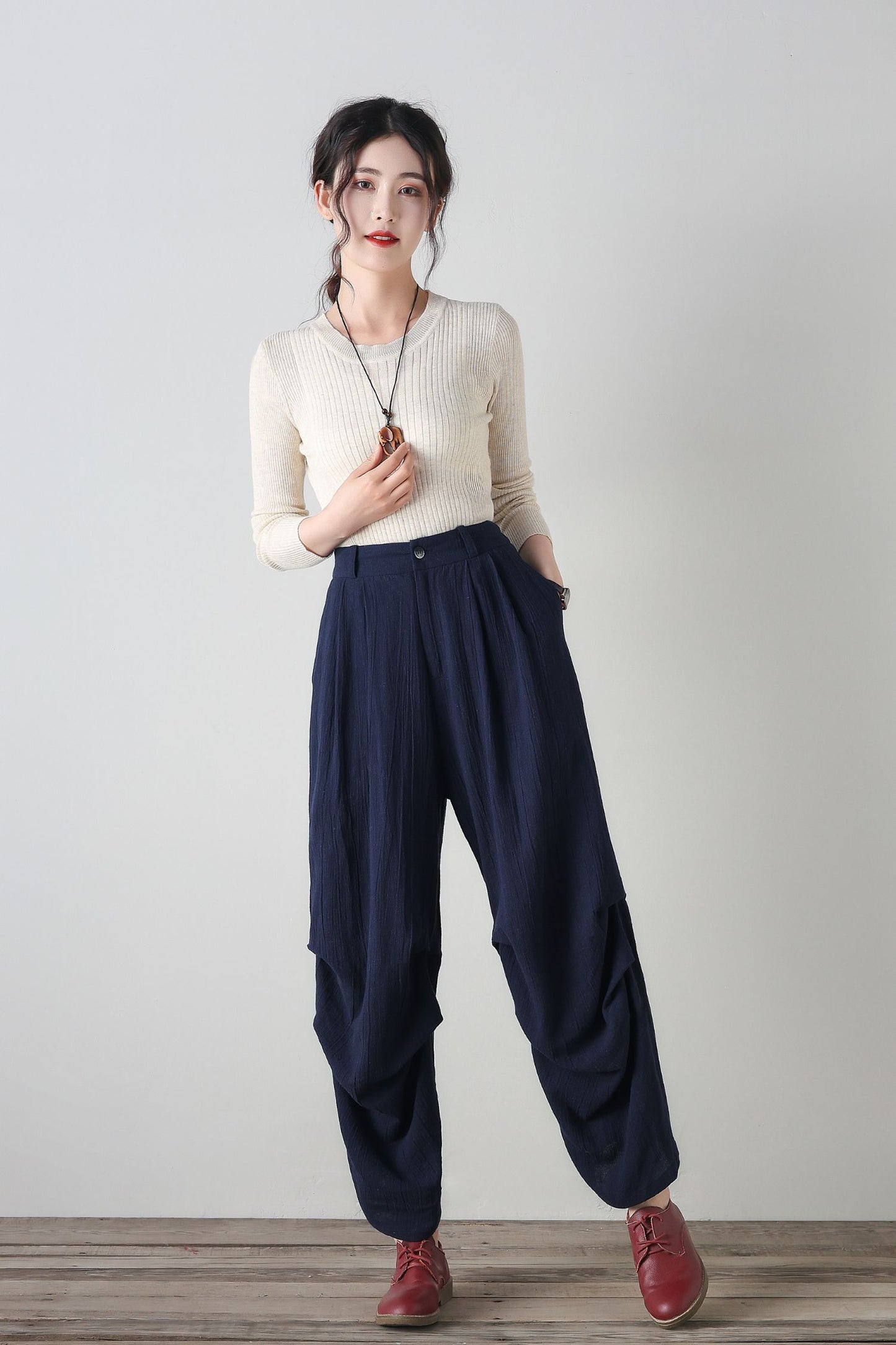 Womens wide leg Linen pants c4348